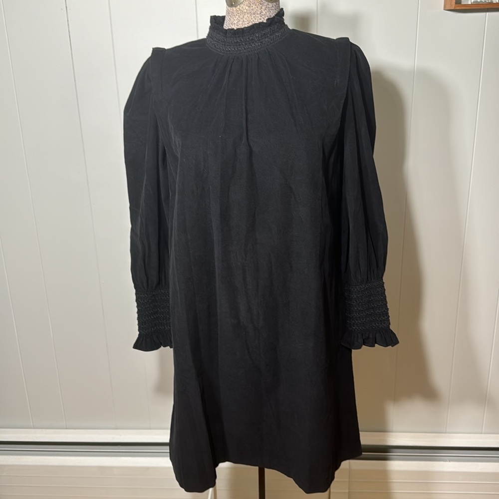 Ann Taylor NWT Womens 6 Black Long Sleeve Dress Corduroy High Neck